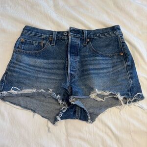 Levi's Blue Distressed Jean Shorts